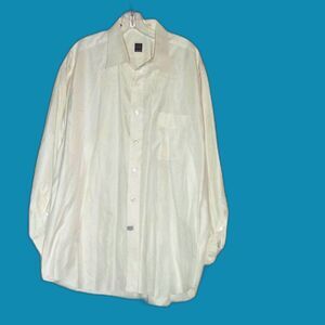 Ike Behar Ivory Cotton Long Sleeve Shirt Sz. 17.5 - 34 Button Down